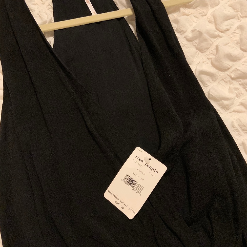 Free People Black Deep V Top - Brand New with Tags